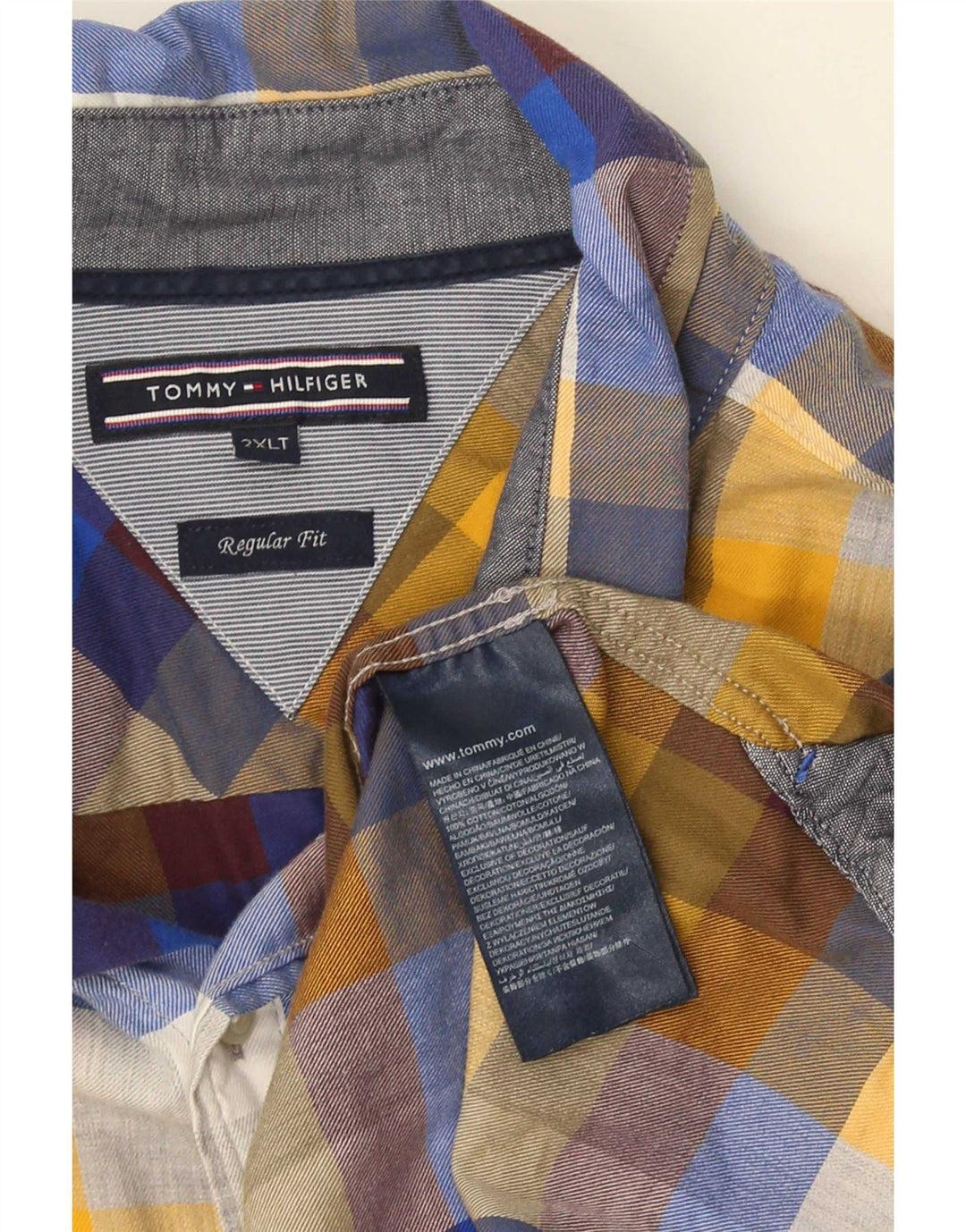 Cămașă pentru bărbați Tommy Hilfiger Tall Regular Fit 2XL, bumbac cu carouri multicolore