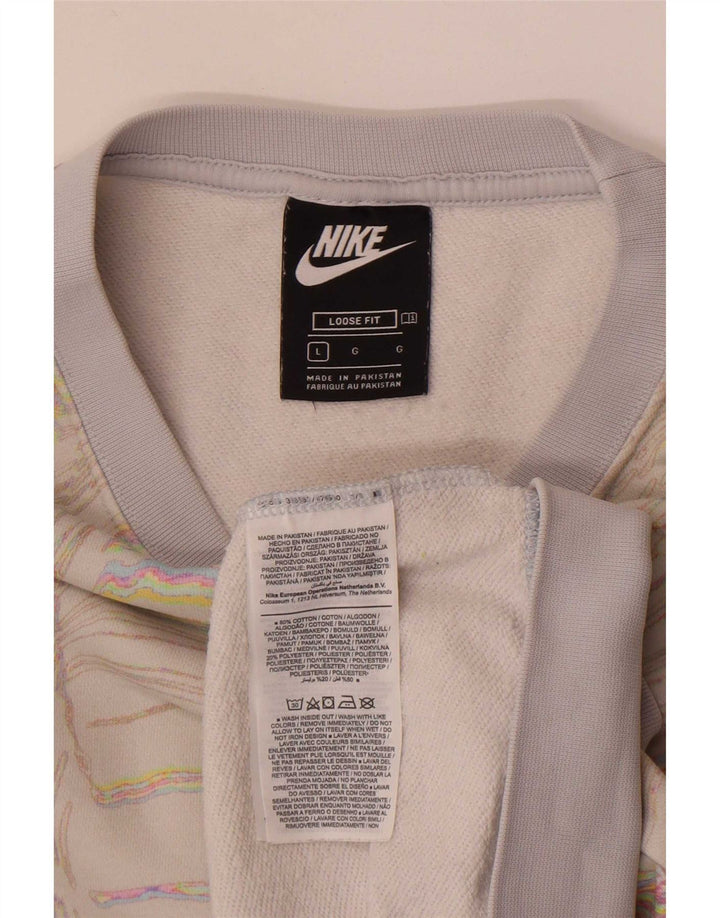Pulover Nike cu model abstract pentru femei UK 16, mare, alb