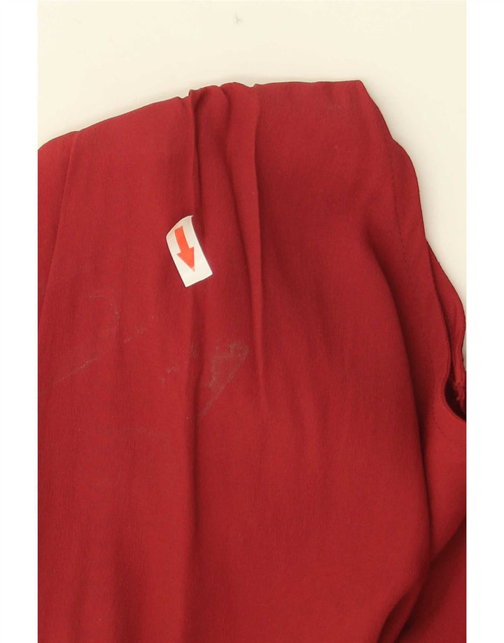 Bluză Vintage Femei Top IT 46 Mare Mătase Roșie