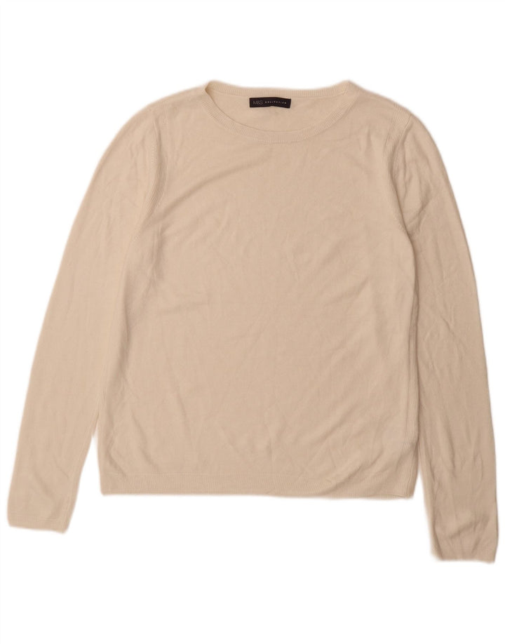 Pulover pentru femei Marks & Spencer cu gât de barcă UK 12 Medium White Acrylic