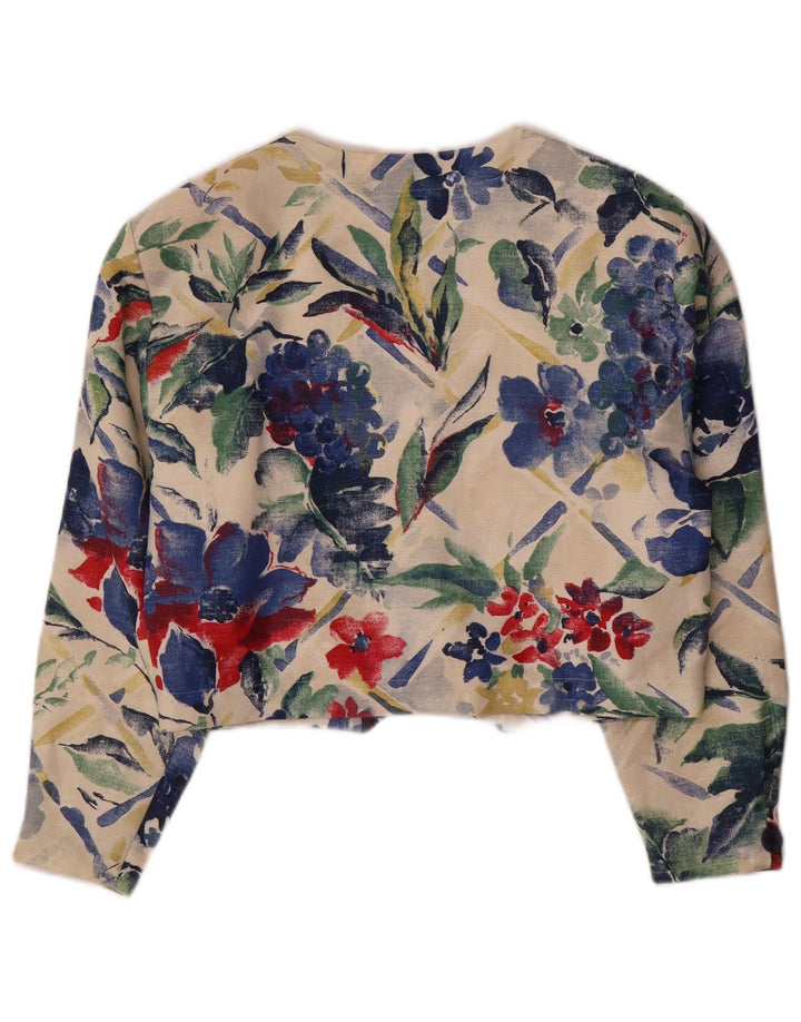 BONITA Jachetă Blazer Crop 4 Buttons pentru Damă UK 10 Mic Multicolor Floral