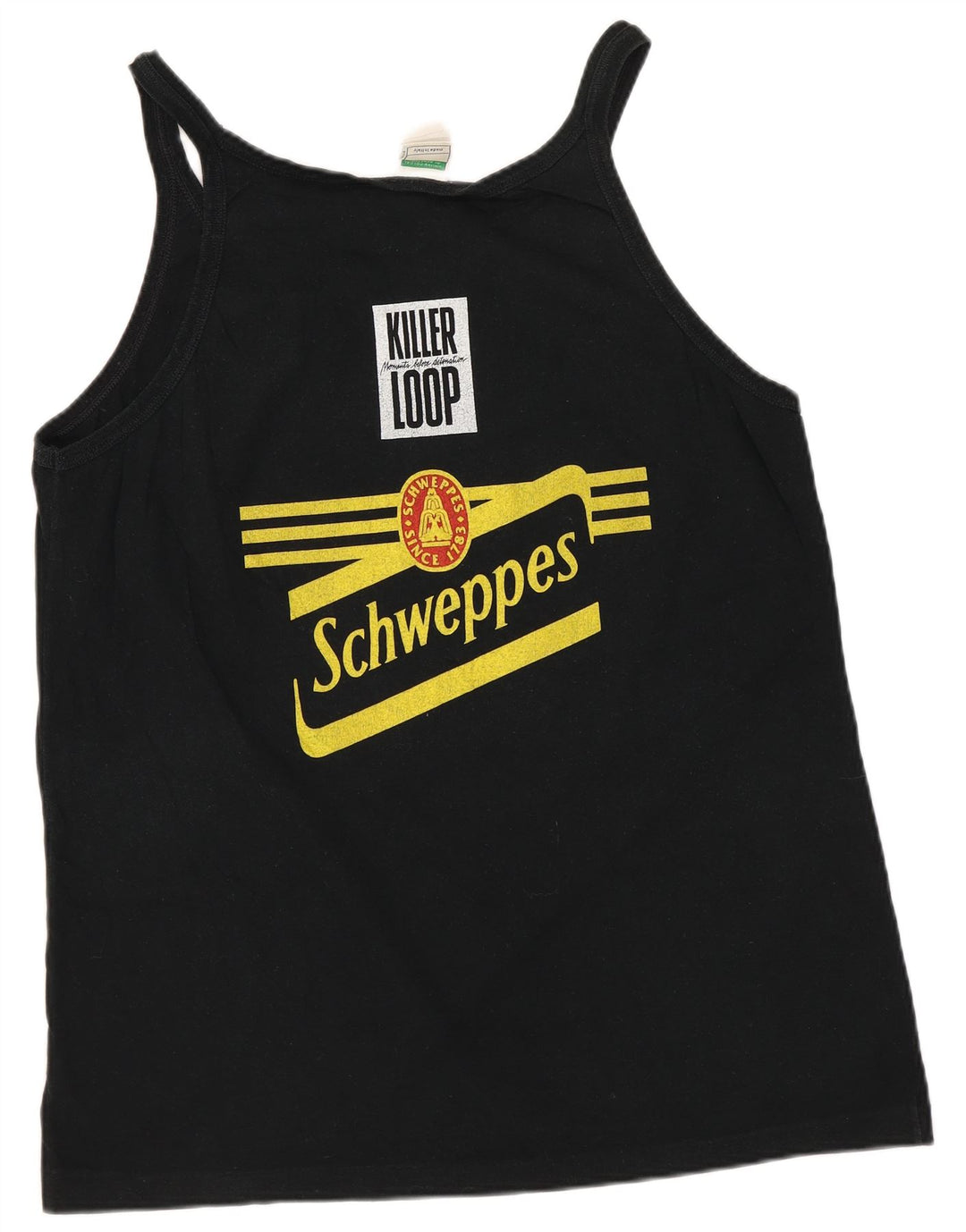 Benetton Femei Graphic Vest Vest Top UK 18 XL Bumbac negru