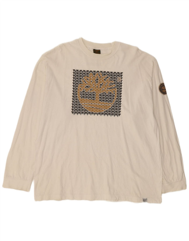 TIMBERLAND Mens Graphic Top Long Sleeve XL White Cotton