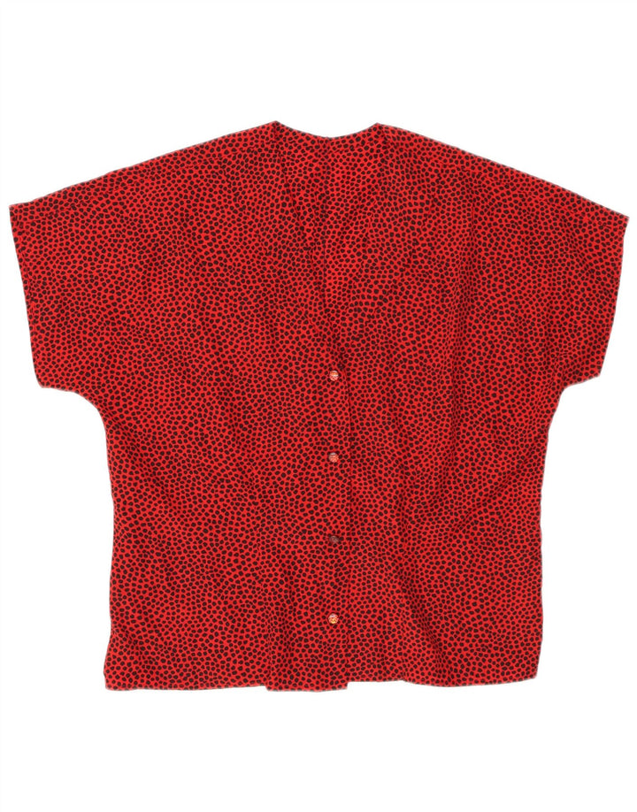 Bluză cămașă cu mânecă scurtă pentru femei VINTAGE UK 14 Medium Red Spotted
