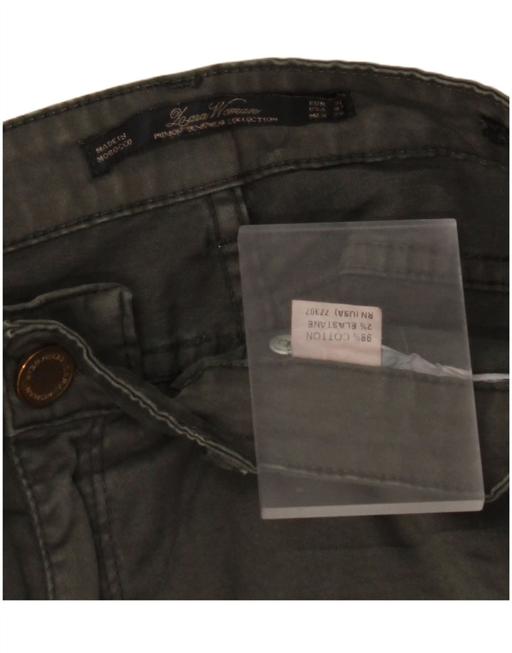 ZARA Pantaloni Skinny Casual De Damă EU 38 Mici L28 L29 Kaki Bumbac