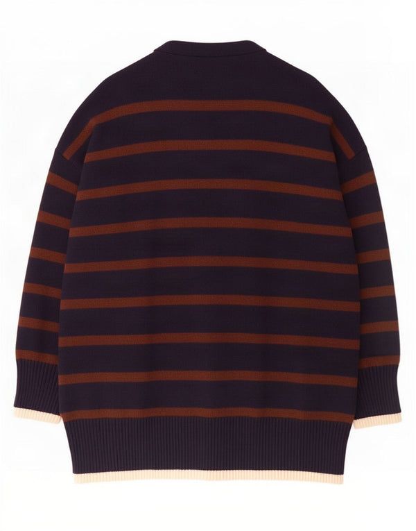 Pulover cardigan cu paragate Zara pentru femei UK 10 mic, bleumarin, cu dungi