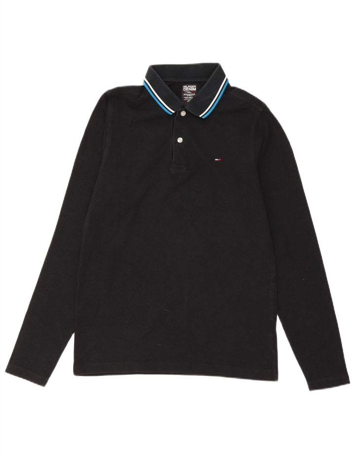 Tricou polo TOMMY HILFIGER pentru bărbați, bumbac mediu negru