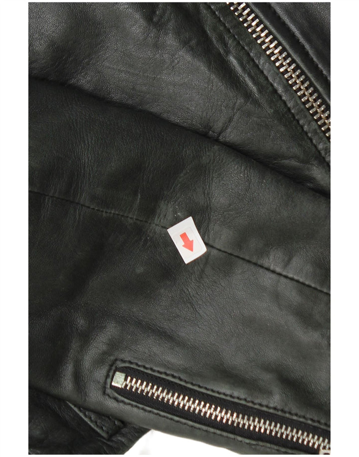 Jachetă motociclist din piele pentru femei Zara UK 12 Medium Negru