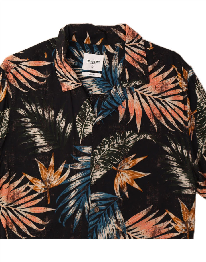 ONLY & SONS Mens Abstract Pattern Short Sleeve Shirt Small Black Vintage Only & Sons and Second-Hand Only & Sons from Messina Hembry 