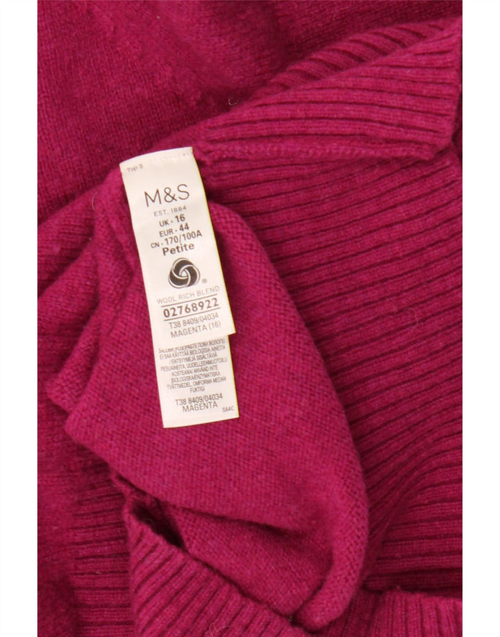 Marks & Spencer Pulover cu gât rulat pentru femei UK 16 Lână de miel mare, roz