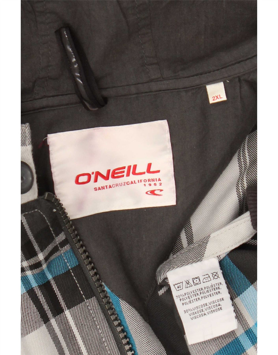 Jachetă bomber cu glugă pentru bărbați O'Neill UK 44 2XL poliester cu carouri gri
