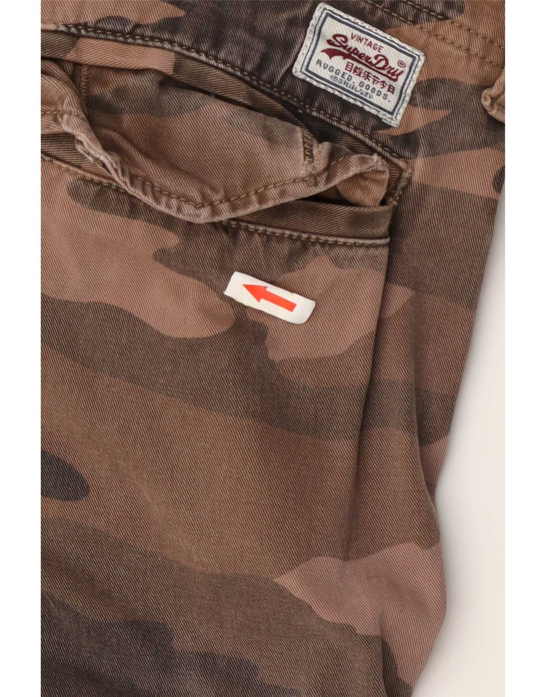 Pantaloni scurti cargo Superdry pentru bărbați, mari W36, bumbac camuflat maro