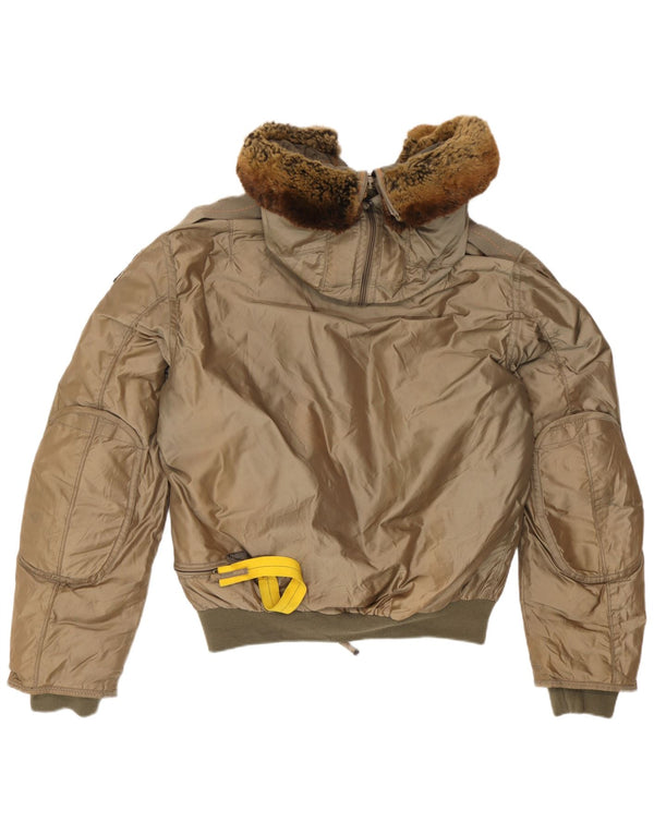 Parajumpers Mens Hooded Slim Fit Padded Jacket UK 38 Medium Khaki Polyamide