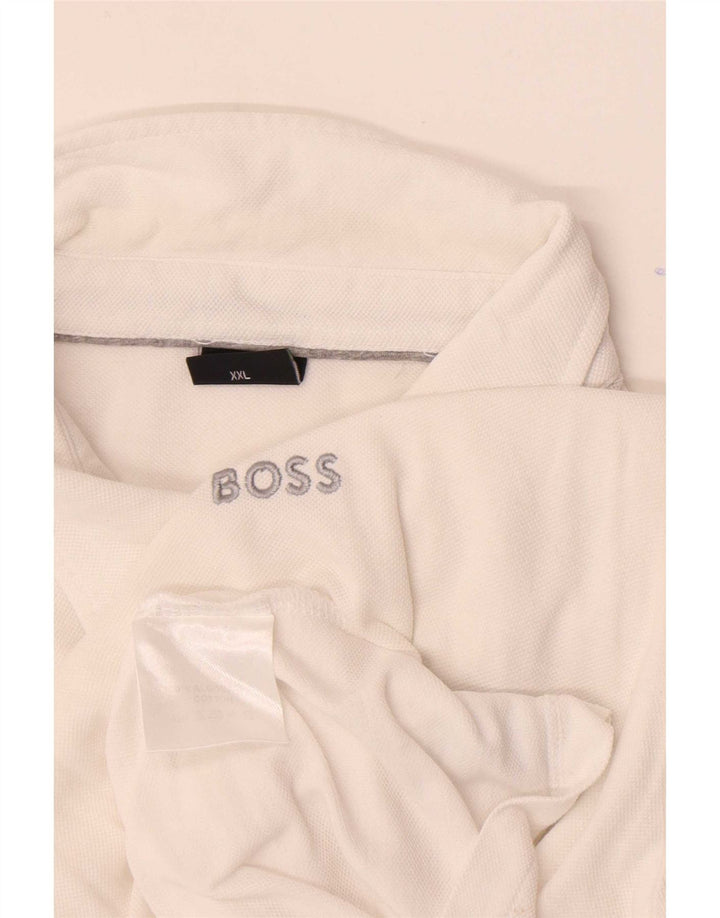Tricou polo Hugo Boss pentru bărbați, bumbac alb 2XL