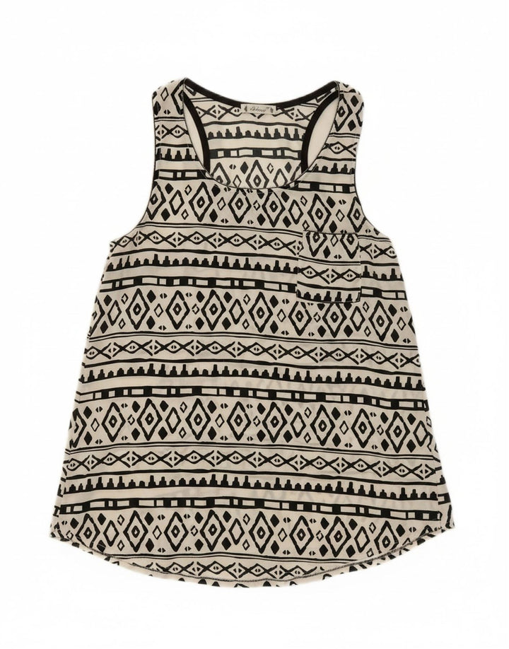 SOLANGE Womens Vest Top UK 10 Small White Geometric