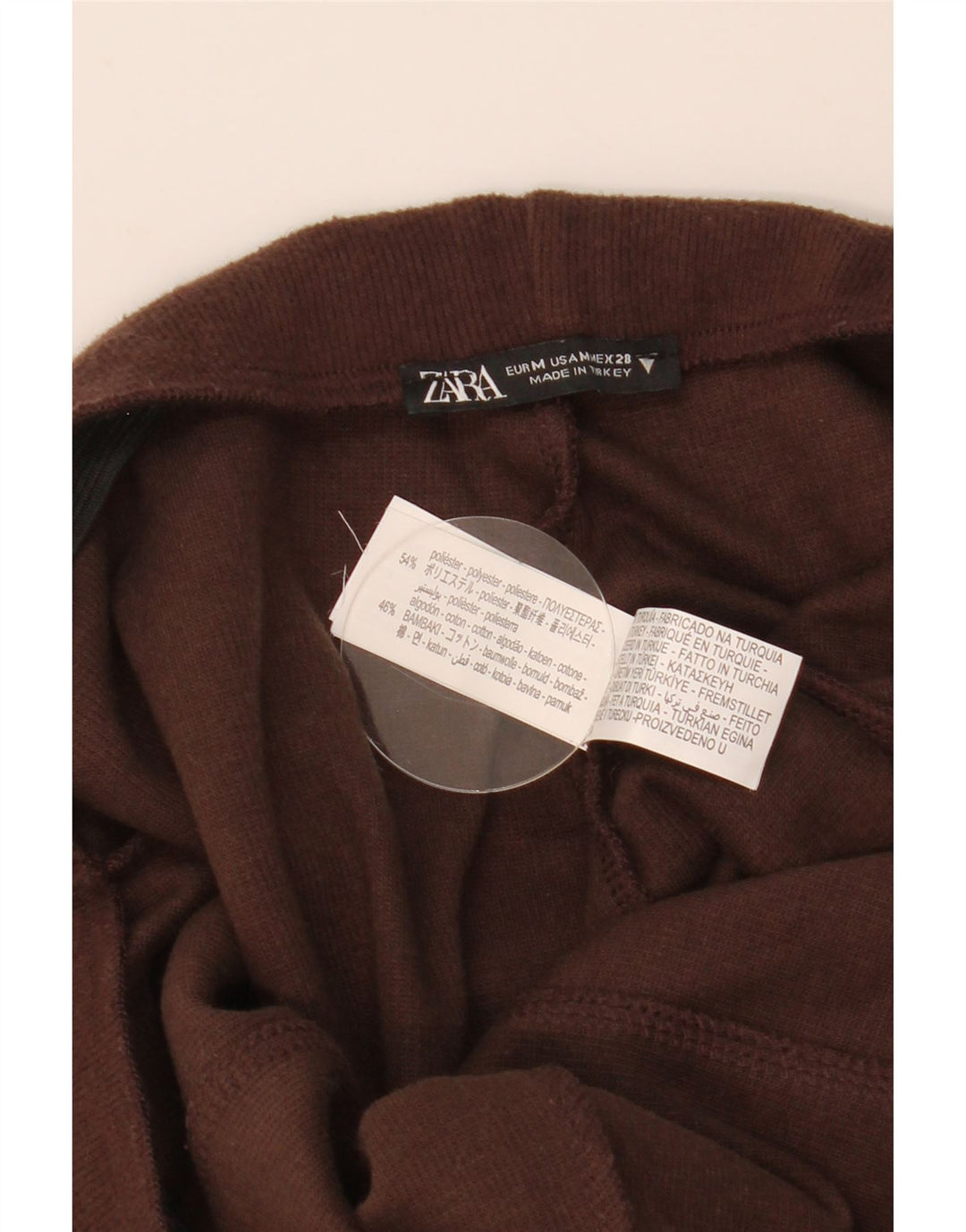 Pantaloni de trening din tricot Zara pentru femei UK 14 Poliester maro mediu