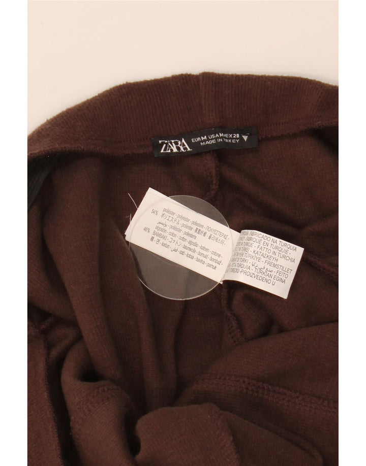 Pantaloni de trening din tricot Zara pentru femei UK 14 Poliester maro mediu