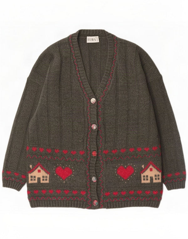 Erika Pulover cardigan supradimensionat pentru femei UK 16 Large Green