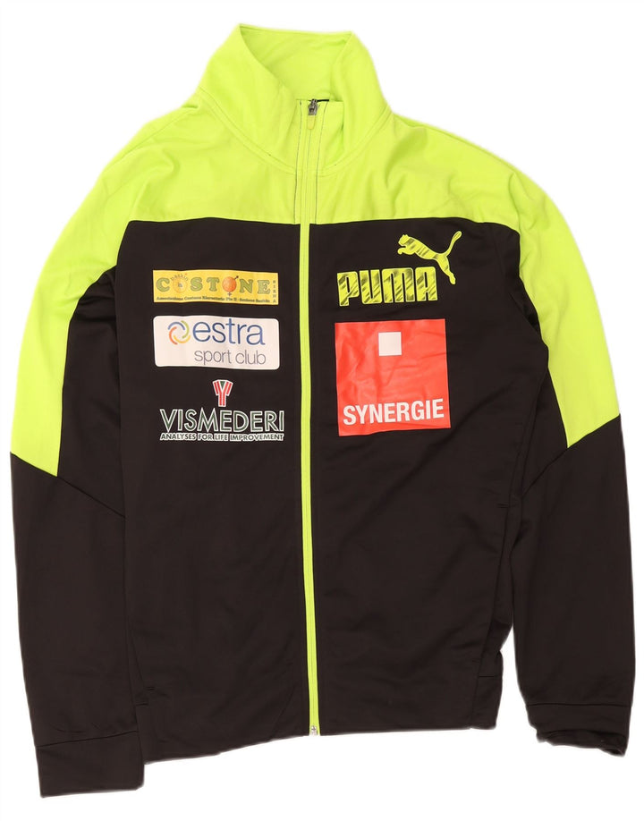 Jachetă de top pentru trening grafic Puma pentru bărbați, poliester color bloc negru mediu