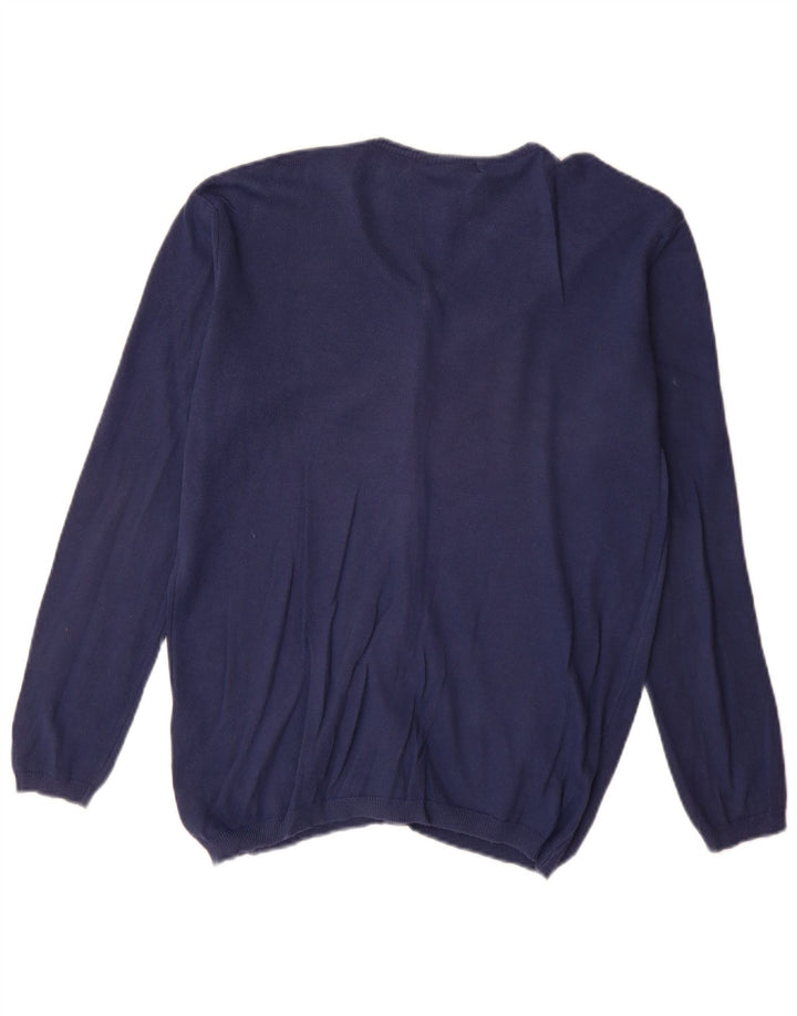 Pulover cardigan pentru femei Zara UK 14 Medium Bluemarin Bumbac