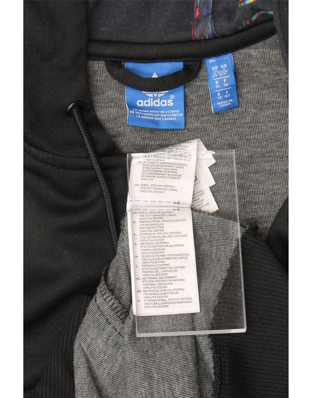 ADIDAS Womens Zip Hoodie Sweater UK 10 Small Black Polyester Vintage Adidas and Second-Hand Adidas from Messina Hembry 