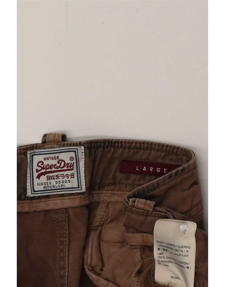 Pantaloni scurti cargo Superdry pentru bărbați, mari W36, bumbac camuflat maro