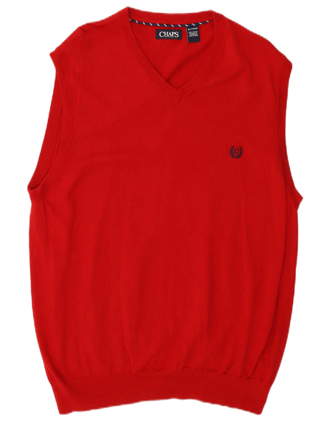 Chaps Mens Vest Tank Top XL Red Bumbac