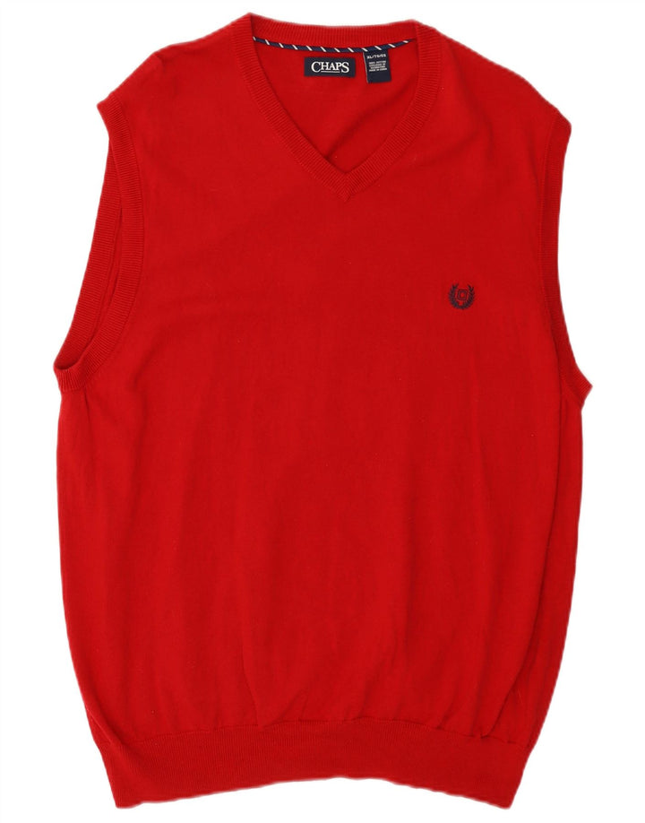 Chaps Mens Vest Tank Top XL Red Bumbac