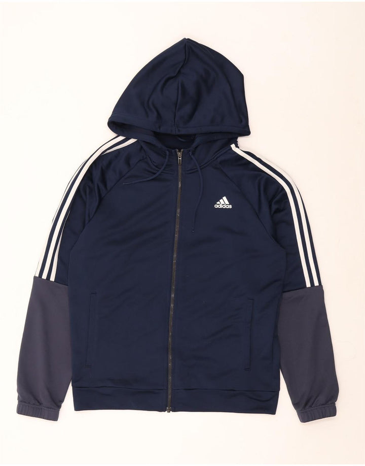 Pulover ADIDAS pentru bărbați, cu fermoar, Marea Britanie 44/46, mare, bleumarin, bloc de culoare