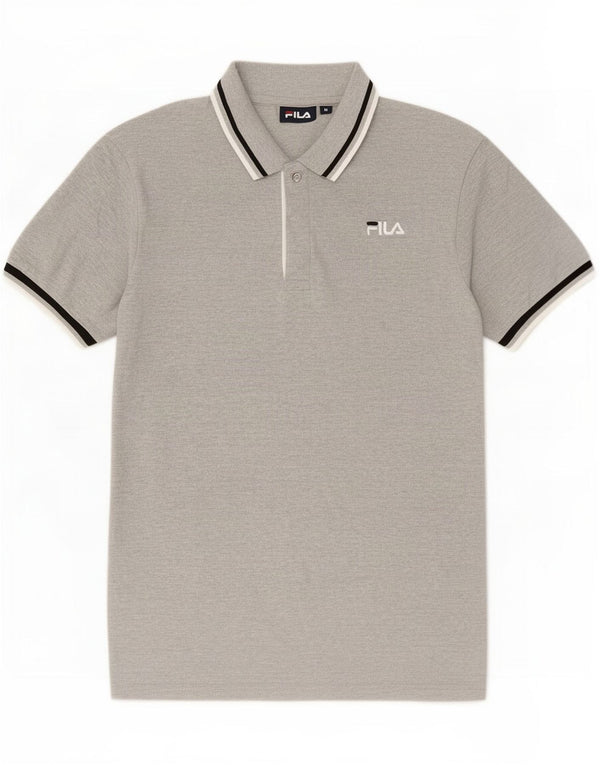 Tricou polo Fila pentru bărbați, bumbac cu dungi gri mediu