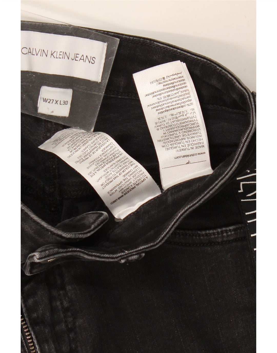 CALVIN KLEIN Blugi skinny cu grafic pentru femei W27 L30 bumbac negru