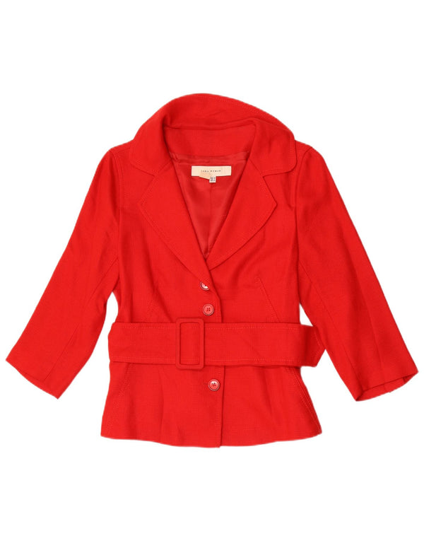 Jachetă pentru femei Zara cu mâneci 3/4 EU 38 Rayon roșu mic