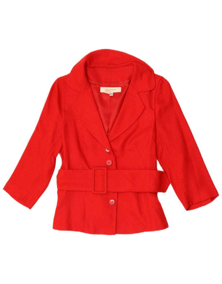 Jachetă pentru femei Zara cu mâneci 3/4 EU 38 Rayon roșu mic