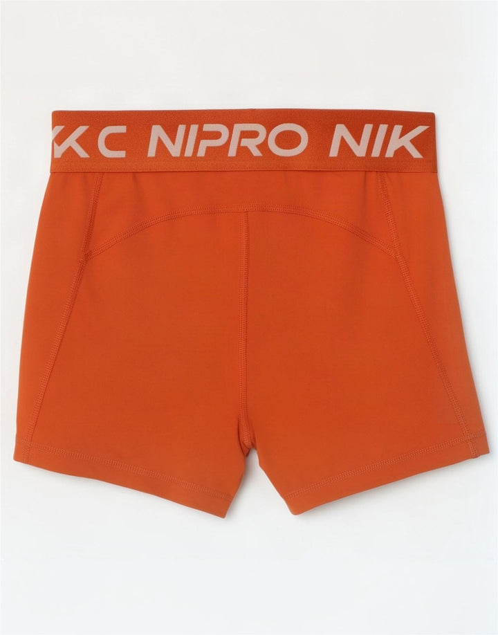 Pantaloni scurți sport Nike Dri Fit Graphic pentru femei UK 8 Poliester portocaliu mic