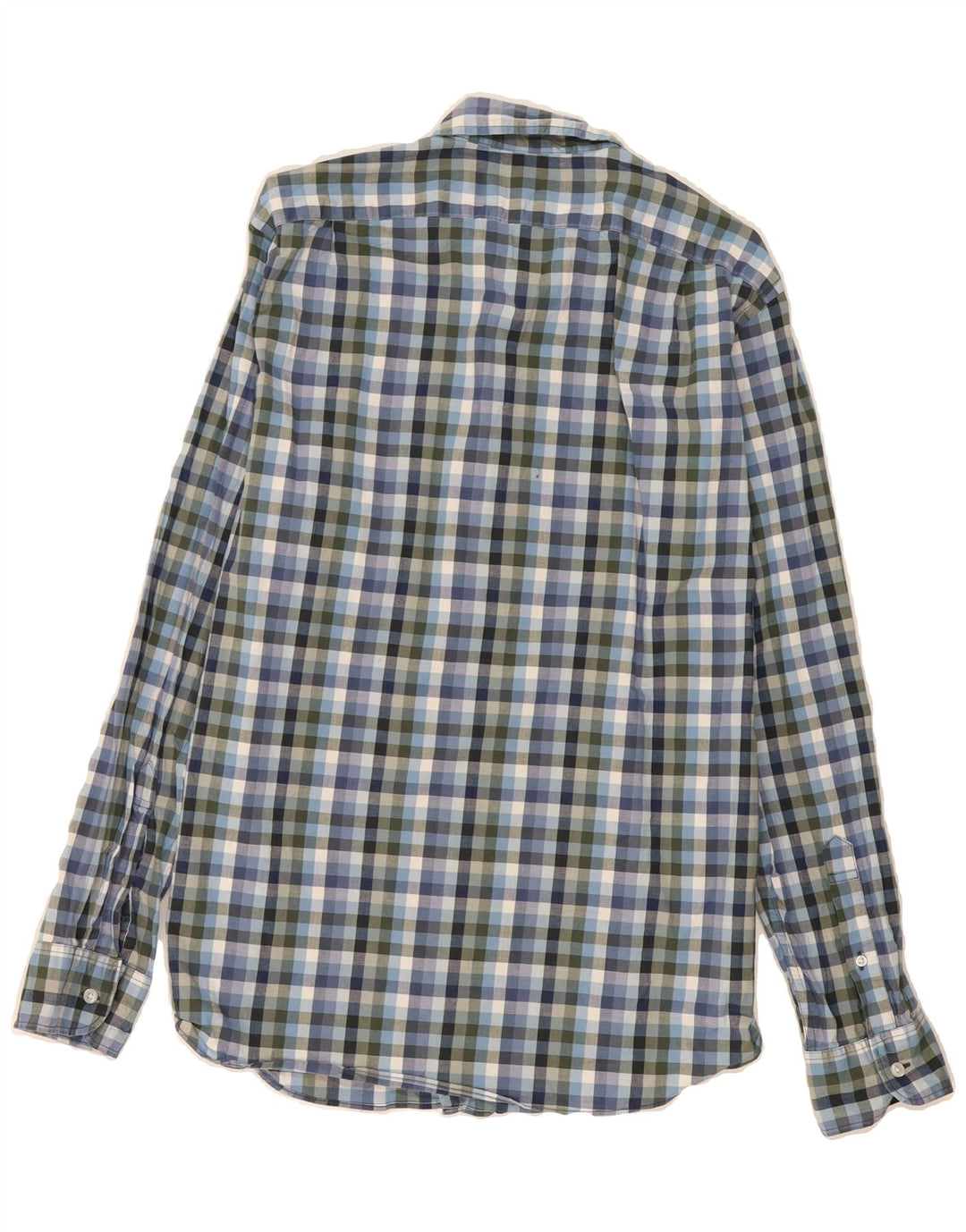 J. CREW Mens Mercantile Flex Slim Shirt Large Blue Check Cotton Vintage J. Crew and Second-Hand J. Crew from Messina Hembry 