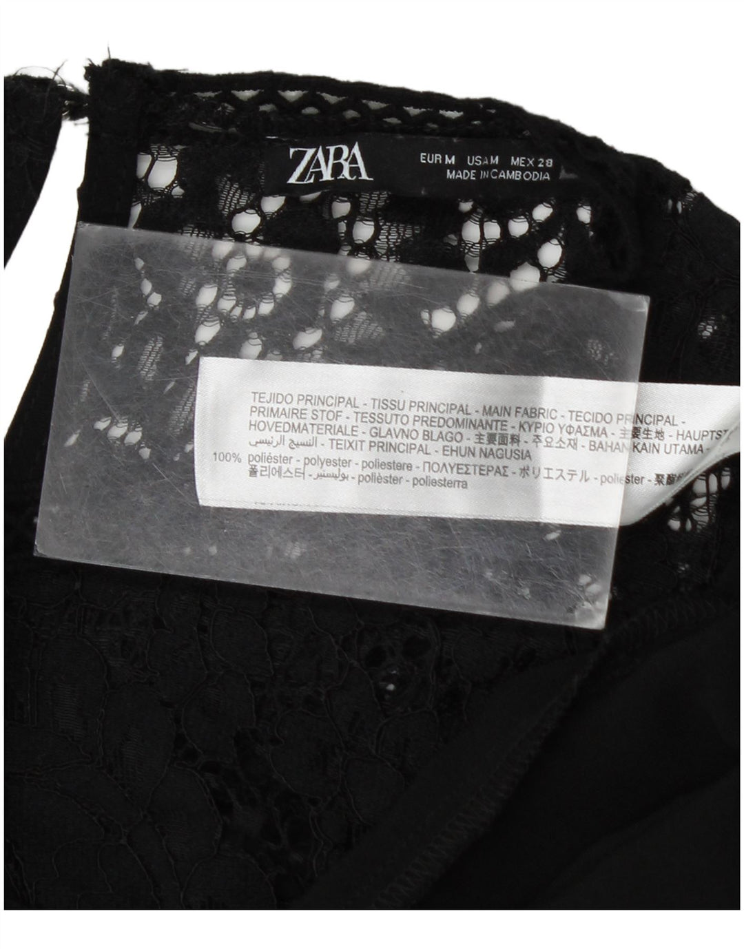 Rochie de bază cu mânecă lungă pentru femei Zara UK 14 Medium Black Floral Poliester