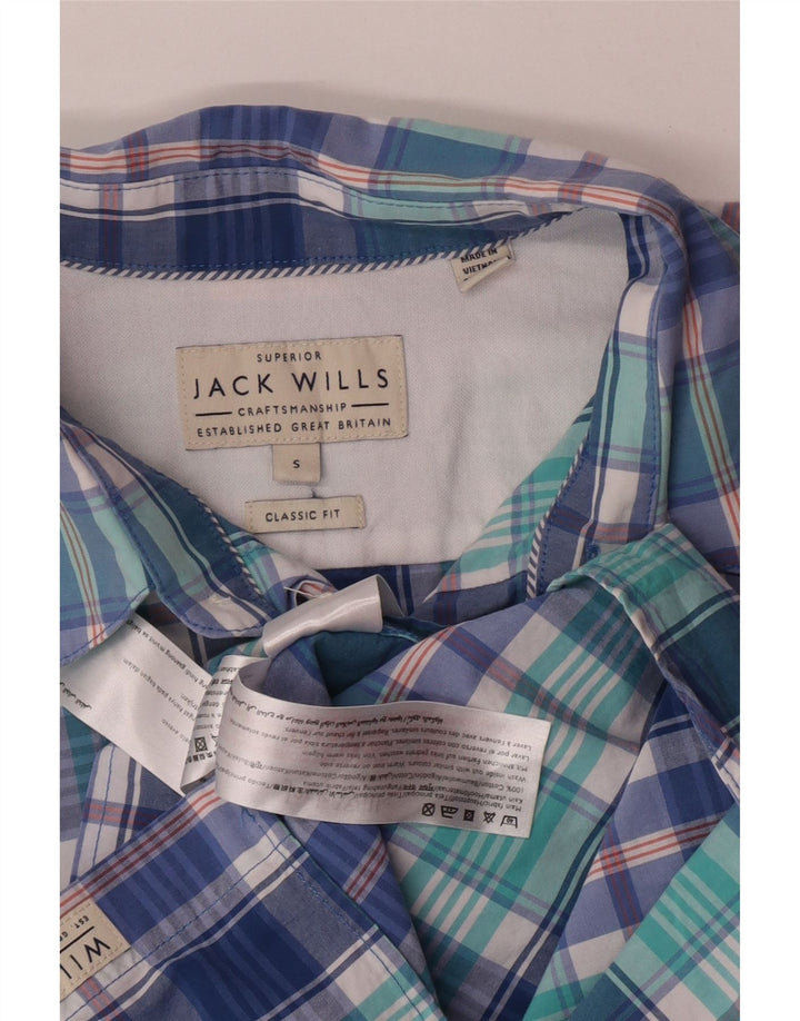 Cămașă Jack Wills pentru bărbați, cu tăiere clasică, din bumbac cu carouri mici, albastre