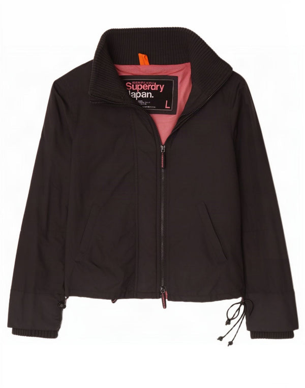 Jachetă de ploaie Superdry pentru femei UK 16, mare, negru, nailon