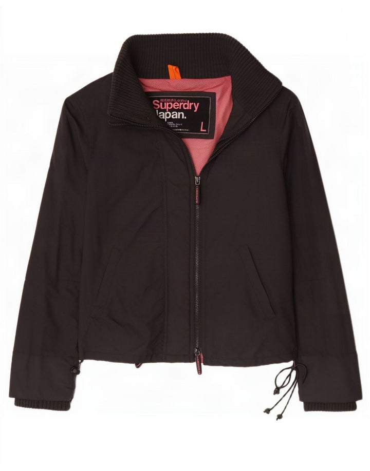Jachetă de ploaie Superdry pentru femei UK 16, mare, negru, nailon