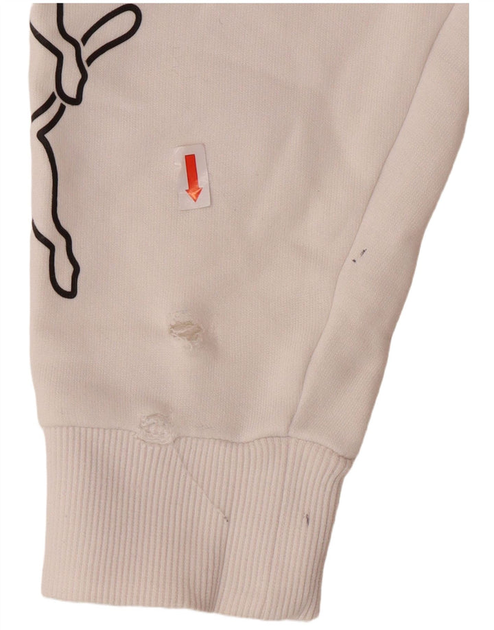 Pulover supradimensionat cu capota cu grafic PUMA pentru femei UK 10 Bumbac alb mic