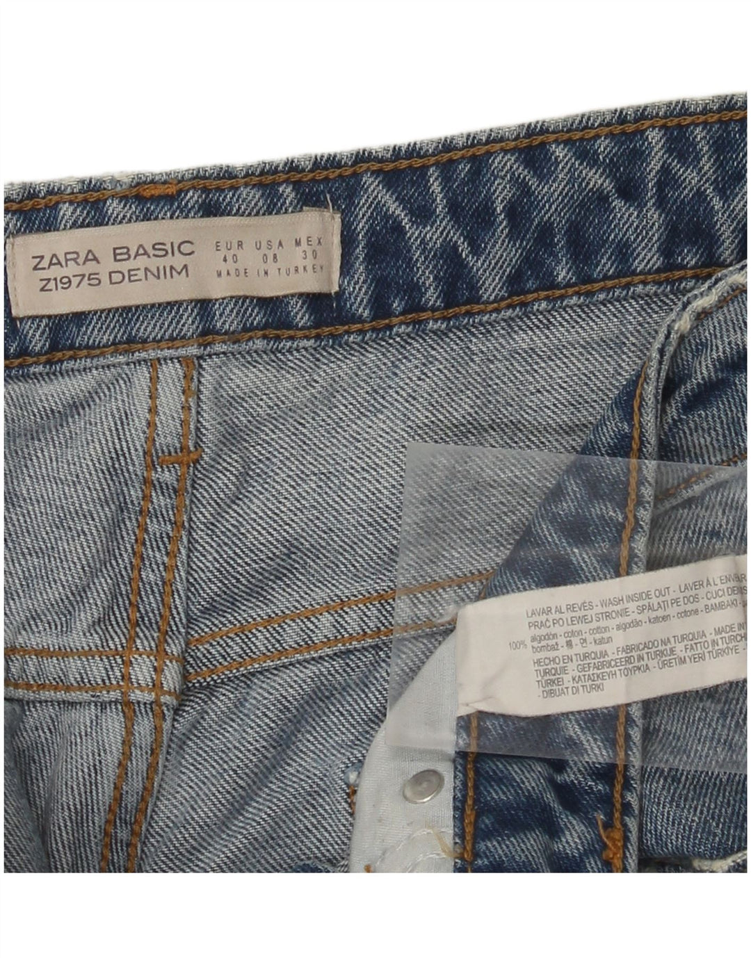 Blugi de damă ZARA cu picior largi, crop, învechiți, EU 40 Medium W30 L25 Albastru