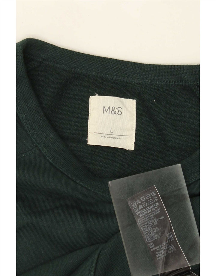 Hanorac pentru bărbați Marks & Spencer Pulover mare din bumbac verde