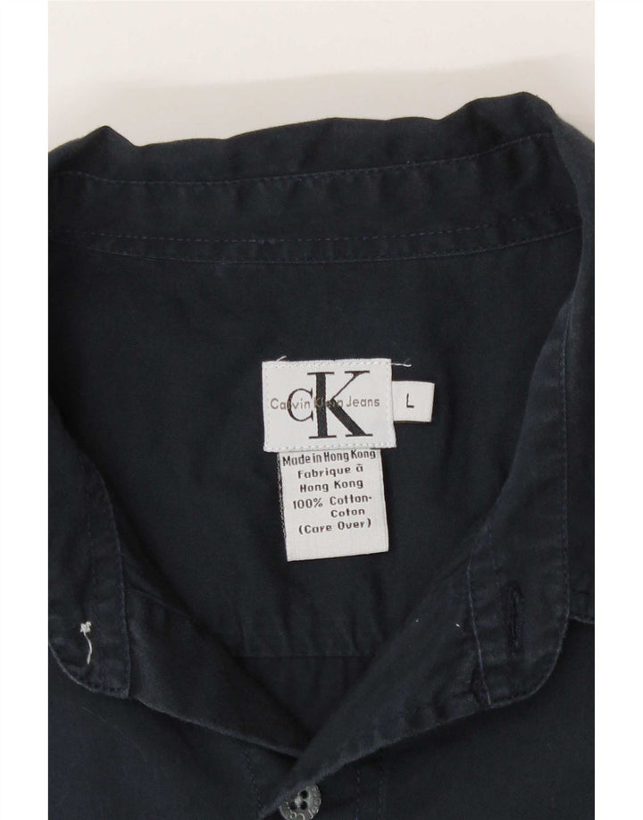 Cămașă pentru bărbați Calvin Klein Jeans, bumbac mare, albastru bleumarin
