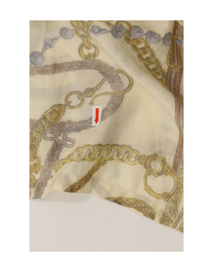 Bluză pentru femei VINTAGE cu model abstract, UK 16, mare, bej, acrilic