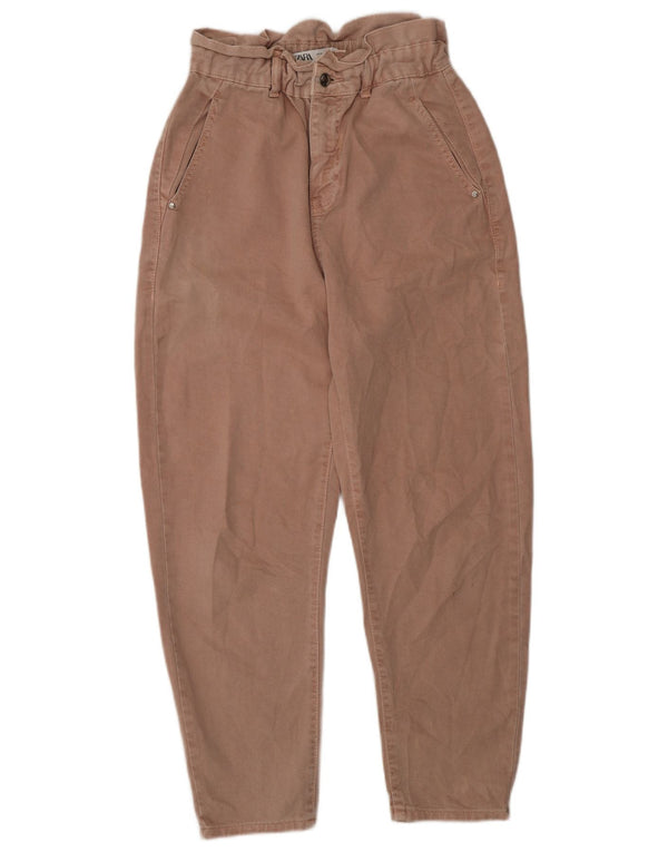 Pantaloni chino conici pentru femei cu talie înaltă Zara EU 36 XS W26 L26 bumbac roz