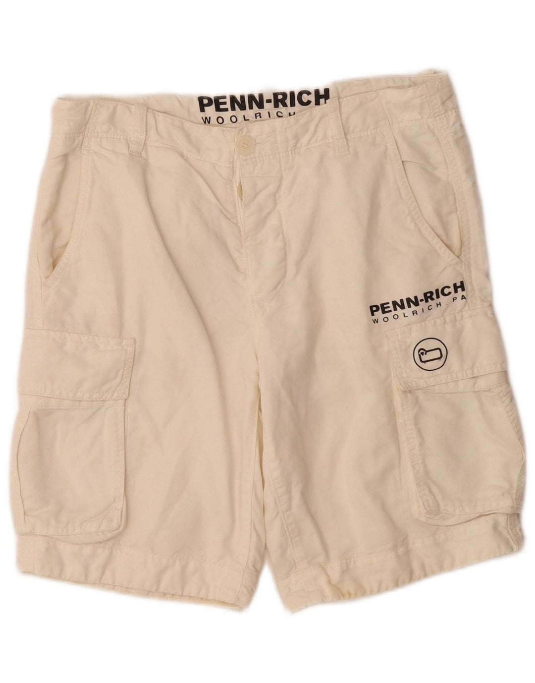 Pantaloni scurți Woolrich pentru bărbați Penn-Rich Graphic Cargo Small W29 Off White Linen