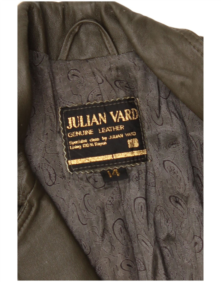 JULIAN VARD Palton din piele pentru femei UK 14, mare, verde, piele