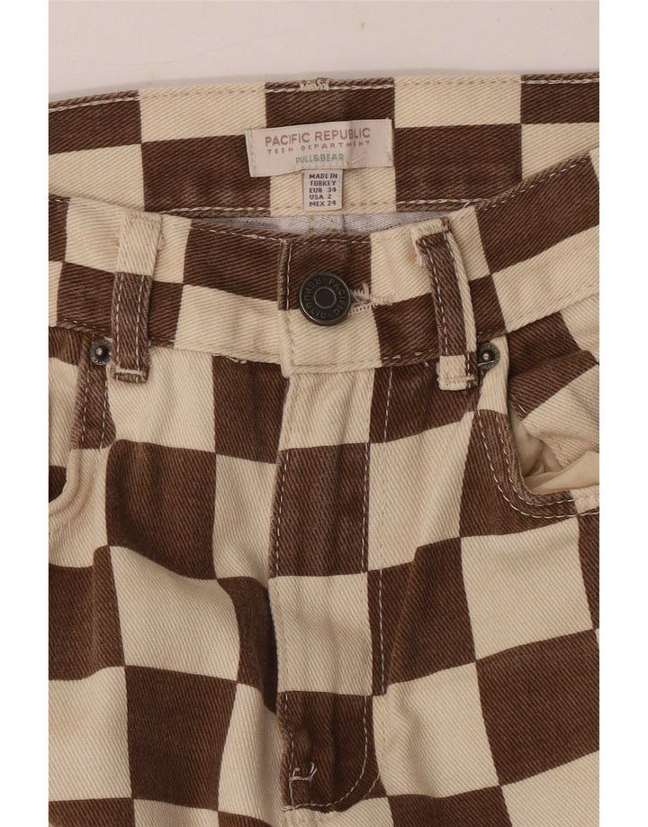 Pull & Bear Blugi Drepți Femei EU 34 XS L24 L31 Maro Geometric
