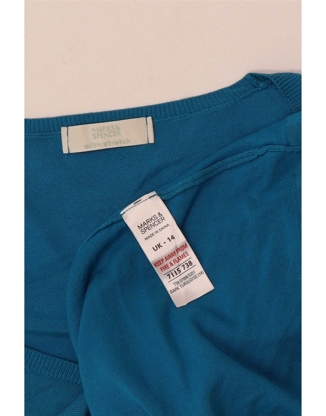 Marks & Spencer pentru femei Stretch Top cu mânecă lungă UK 14 Medium Blue Viscose