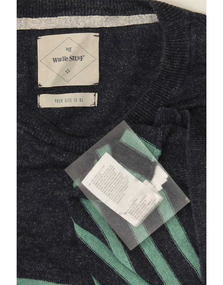 White Stuff Pulover pentru bărbați cu gât crew pulover XL bleumarin cu dungi in
